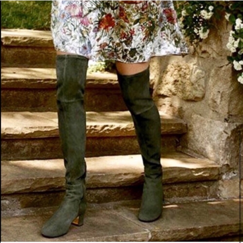 Tory Burch Laila Suede OTK Boot Army Green - Picture 7 of 7